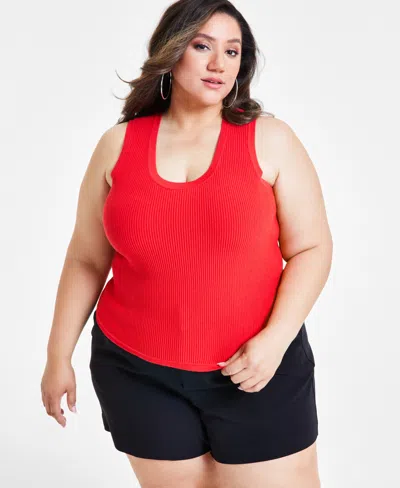 Nina Parker Trendy Plus Size Ribbed Sweater Tank Top In Flame Scar