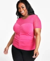 NINA PARKER TRENDY PLUS SIZE RUCHED KNIT TOP