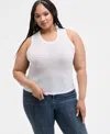 Nina Parker Trendy Plus Size Sheer Sweater-knit Tank In White