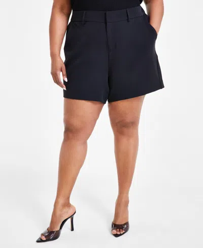 Nina Parker Trendy Plus Size Tailored Shorts In Black Beau
