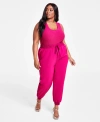 Nina Parker Trendy Plus Size Wide-leg Joggers In Sangria