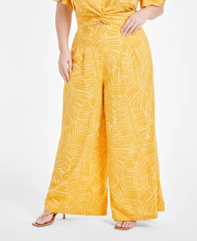Nina Parker Trendy Plus Size Wide-leg Pants, Created For Macy's In Golden Pal