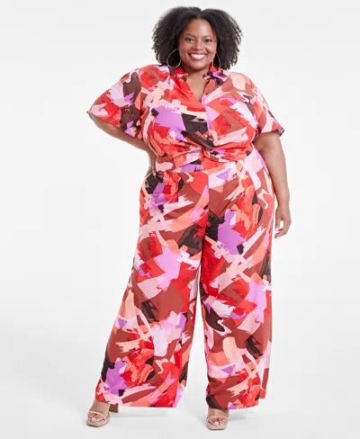 Nina Parker Trendy Plus Size Wide-leg Pants, Created For Macy's In Paint Colo