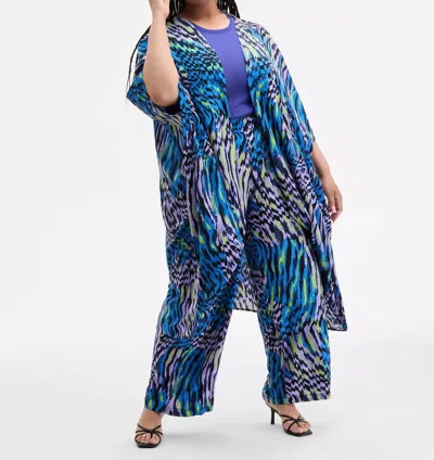 Nina Parker Trendy Printed Kimono - Plus In Abstract Animal In Multi