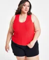 Nina Parker Trendy Ribbed Tank Sweater Vest Women Flame Scar Pullover Fts1180 In Red