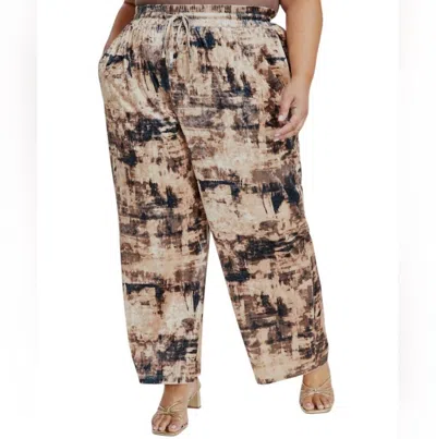 Nina Parker Women's Abstract Print Velvet Drawstring Pants In Beige In Nude