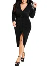Nina Parker Trendy Plus Size Ruched Slinky Dress In Black