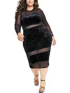 Nina Parker Womens Velvet Illusion Cocktail And Party Dress In Multi