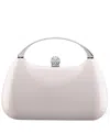Nina Patent Minaudiere With Metal Handle Clutch In Ecru