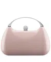 Nina Patent Minaudiere With Metal Handle Clutch In Nude