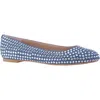 Nina Paula Embellished Flat In Blue Denim
