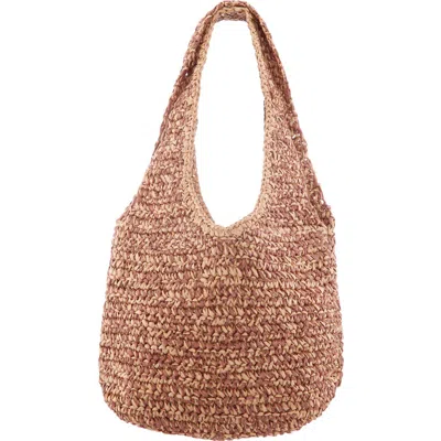 Nina Payton Raffia Shoulder Bag In Tan-natural