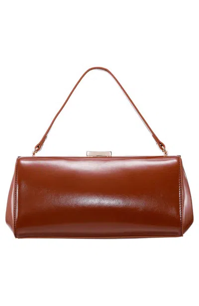 Nina Piera Faux Leather Frame Clutch In Brown