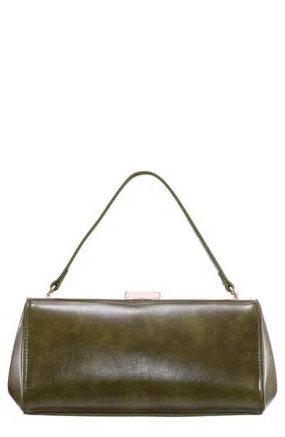 Nina Piera Faux Leather Frame Clutch In Green