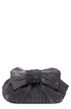 Nina Pleated Bow Clutch In Gunmetal