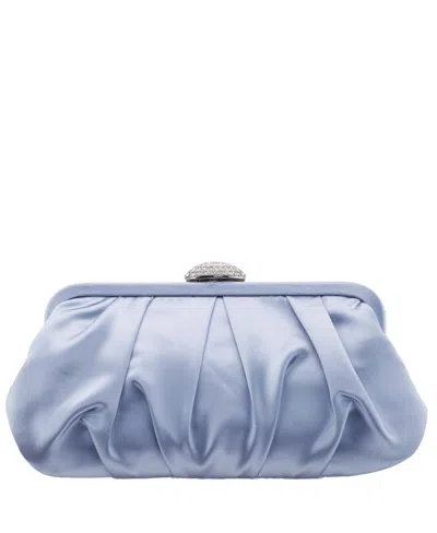 Nina Pleated Frame With Crystal Clasp Clutch In Icy Blue