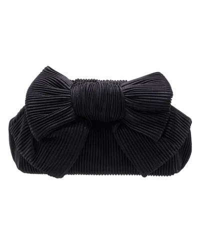 Nina Pleated Metallic Frame Magnetic Clutch In Black