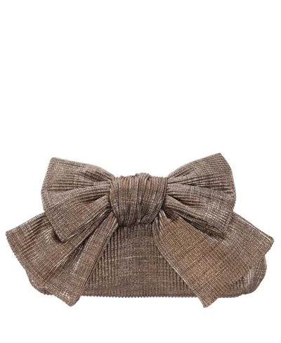Nina Pleated Metallic Frame Magnetic Clutch In Bronze