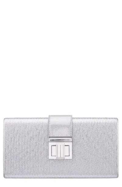 Nina Presly Faux Leather Clutch In Silver