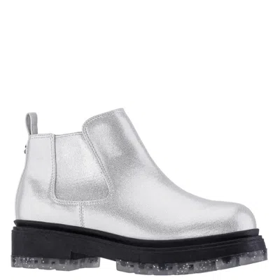 Nina Kids' Prisila Bootssilver Shimmer Lug Sole Round Toe Chelsea Zap1177 In Silver