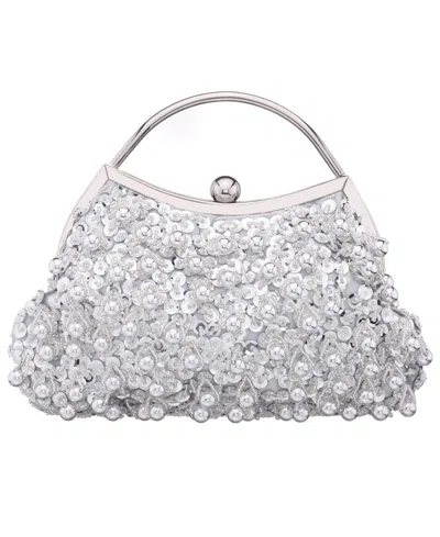 Nina Raava Sequin Small Clutch Handbag In Silver