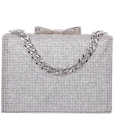 Nina Regalo All Over Crystal Box Mini Clutch Handbag In Silver