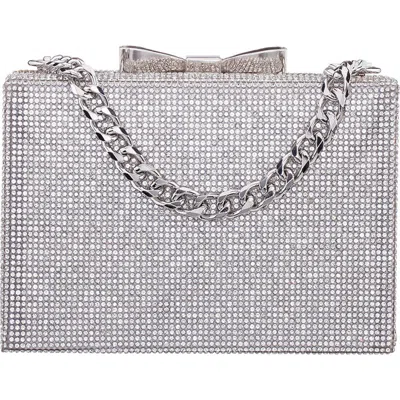 Nina Regalo Crystal Bow Clutch In Silver