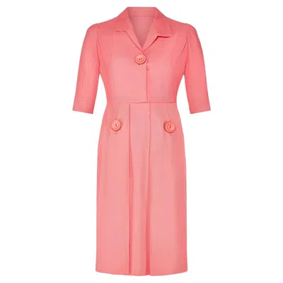 Pre-owned Nina Ricci 1950s  Pink Linen Midi-dress