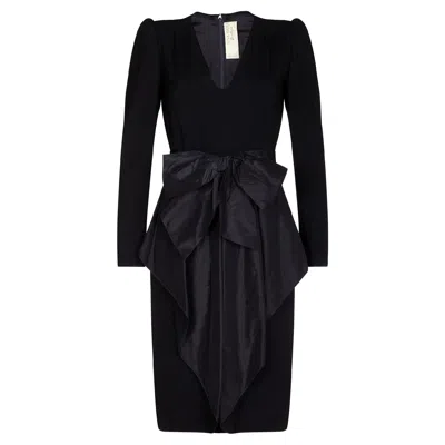 Pre-owned Nina Ricci 1980s  Black Wool And Silk Cocktail Dress