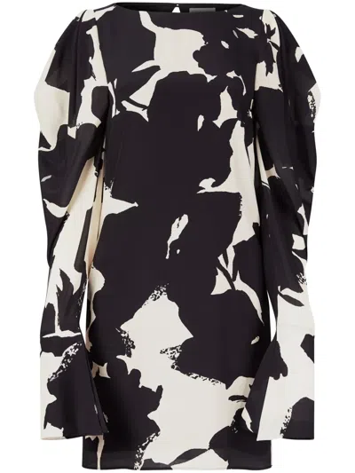 Nina Ricci Abstract Print Silk Twill Shift Dress In Black