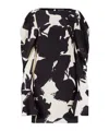 Nina Ricci Boat Neck Silk Twill Shift Dress In Black