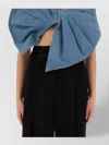 Nina Ricci Asymmetric Bow Detail Cropped Denim Top