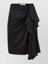 Nina Ricci Asymmetric Bow Draped High-ruffled Satin Silk