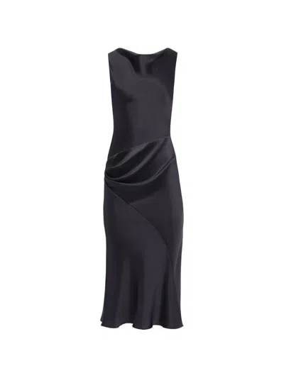 Nina Ricci 비대칭 드레이프 미디 드레스 In Black