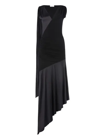 Nina Ricci Asymmetrical Midi Dress In Black