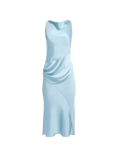 Nina Ricci 비대칭 오픈 백 미디 드레스 In Blue