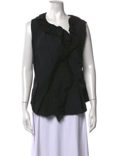 Pre-owned Nina Ricci Asymmetrical Sleeveless Blouse In Black