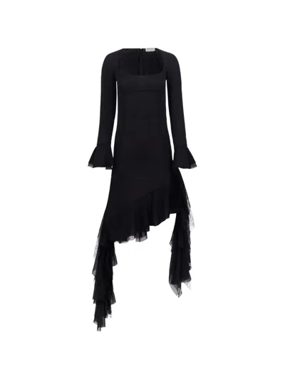 Nina Ricci Asymmetrical-hem Midi Dress In Black