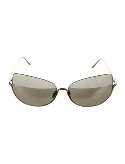 Pre-owned Nina Ricci Aviator Mirrored Sunglasses In Gold