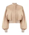 Nina Ricci Balloon Sleeves Bomber Jacket In Neutral