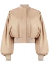 Nina Ricci Balloon Sleeves Bomber Jacket In Neutrals