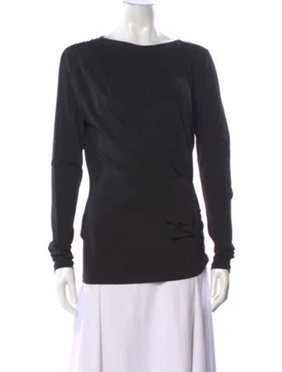 Pre-owned Nina Ricci Bateau Neckline Long Sleeve Top In Black