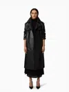Nina Ricci Belted Crinkled Leather Trench In Black