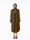 Nina Ricci Belted Suede Leather Trench In Green