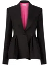 Nina Ricci Tailored Jacket With Cinched Waist And Peplum Hem In Black