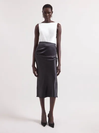 Nina Ricci Black Asymmetrical Satin Skirt