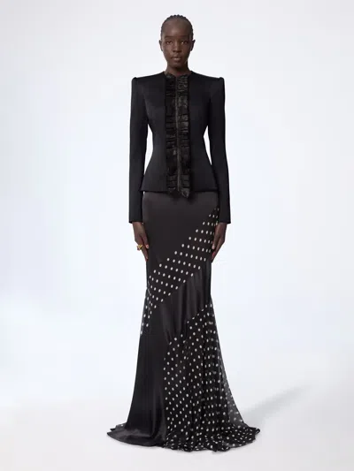 Nina Ricci Black Crepe Satin Jacket With Front Pleat