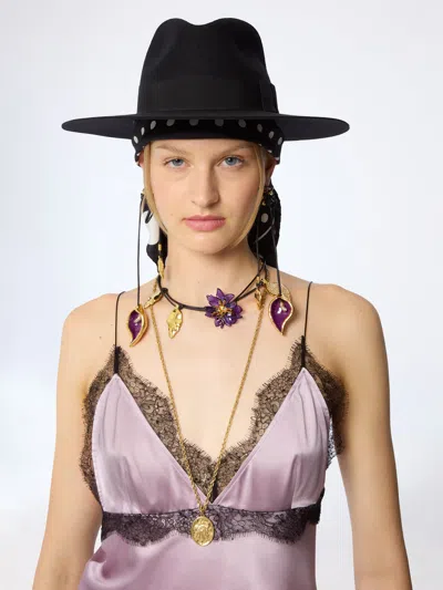 Nina Ricci Black Felt Fedora Hat