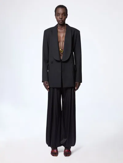 Nina Ricci Black Harem Silk Satin Pants
