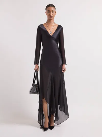 Nina Ricci Asymmetric Long-sleeve Maxi Dress In Black